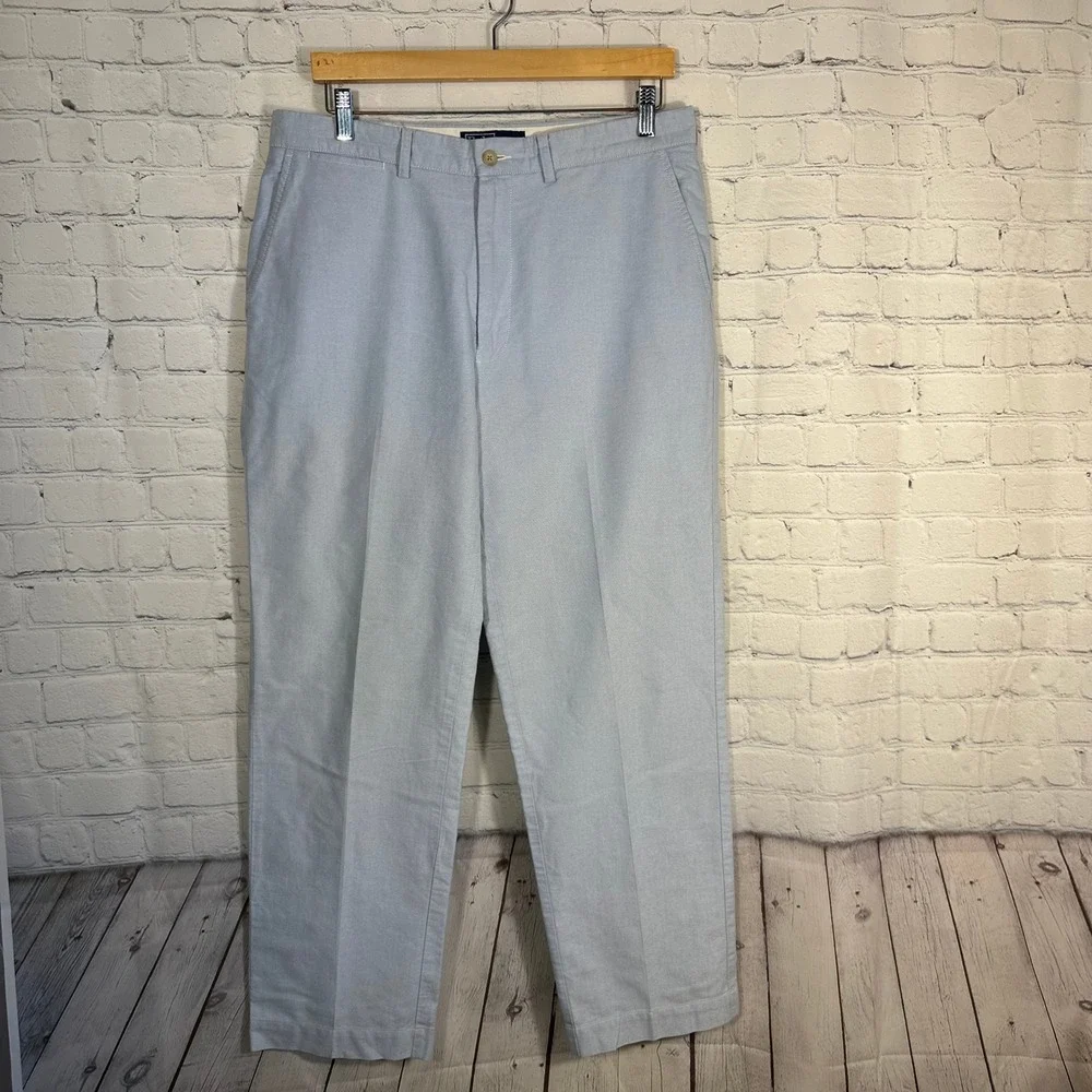 Polo Ralph Lauren Mens Oxford Cloth Trousers Light Blue Straight Leg Pants 35x29